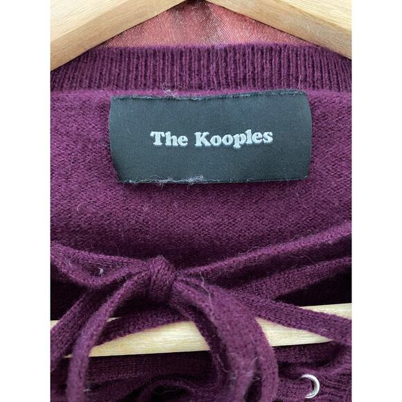 The Kooples Women's L Purple Wool Cashmere Blend Lace Up Neck Sweater - Picture 3 of 6